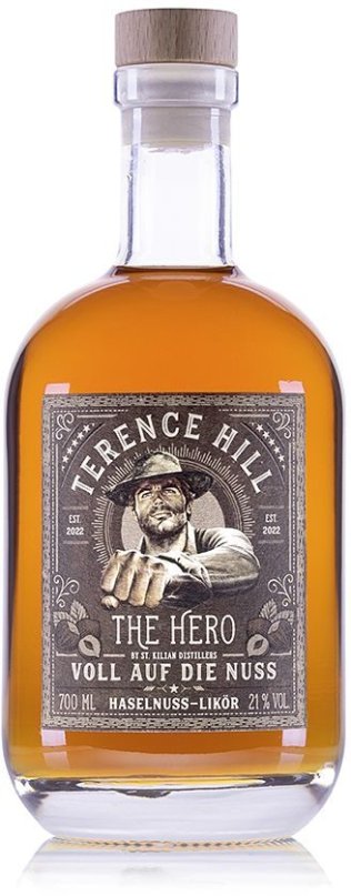 Terence Hill The Hero Voll auf die Nuss 21% St. Kilian Haselnuss Likör 70cl Fl.