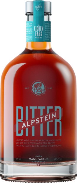 Goba Alpstein-Bitter Eichenfass 28% 50cl Fl.