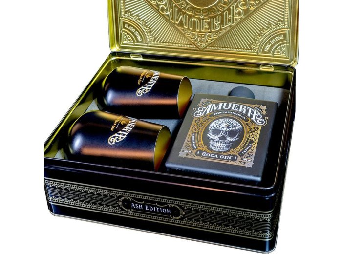 AMUERTE Coca Leaf Black Edition Gift Box Gin mit 2 Becher 70cl Stück