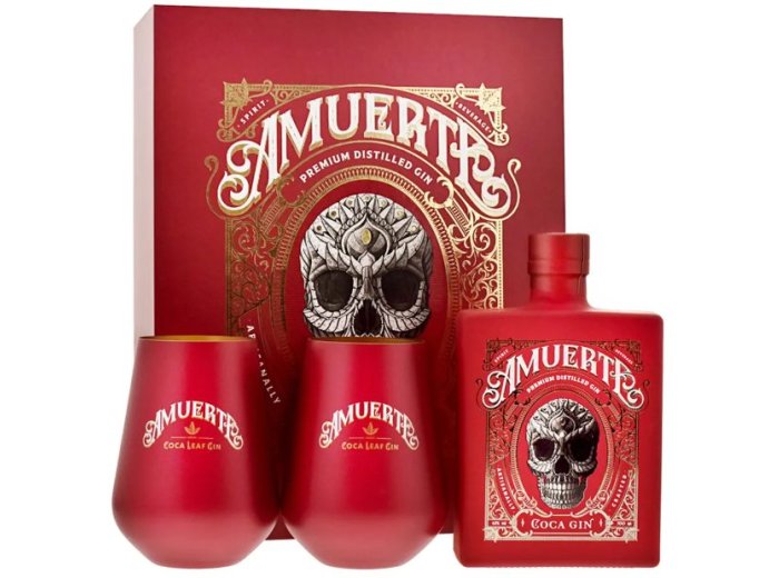 AMUERTE Coca Leaf Red Edtition Gift Box Gin mit 2 Becher 70cl Stück