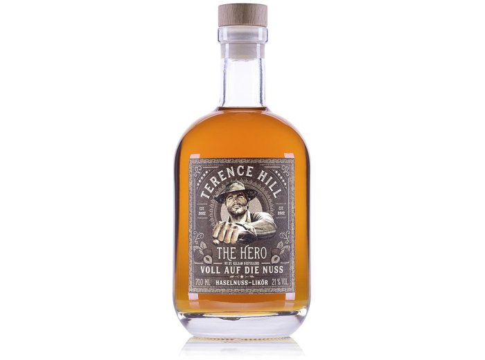 Terence Hill The Hero Voll auf die Nuss 21% St. Kilian Haselnuss Likör 70cl Fl.