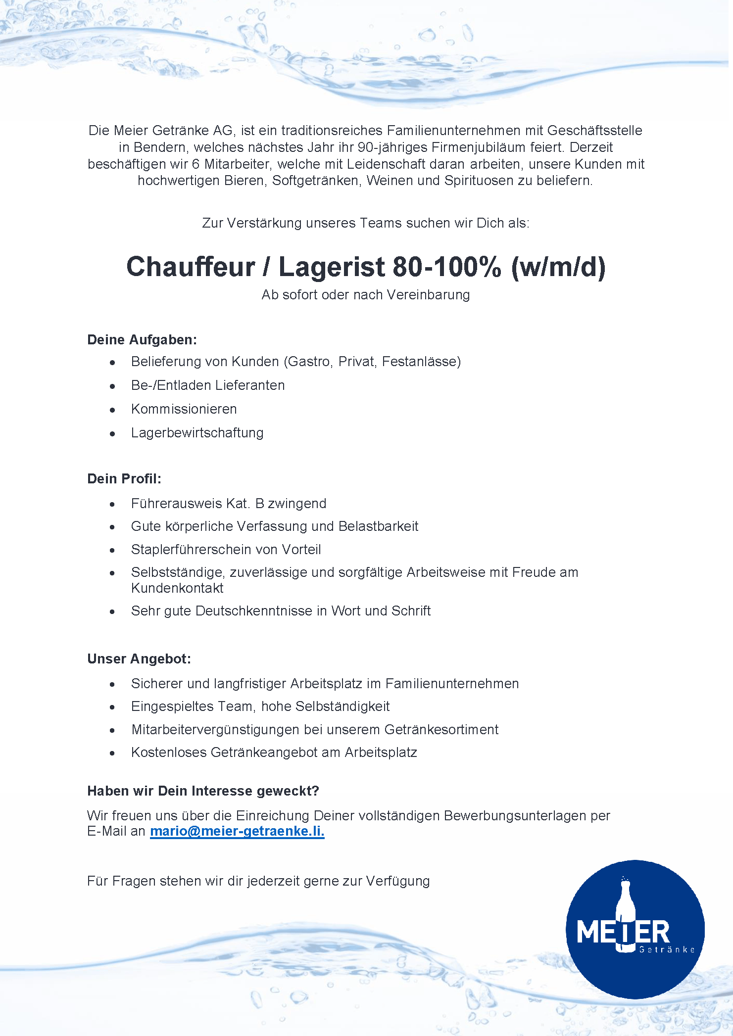 Stellenausschreibung PNG